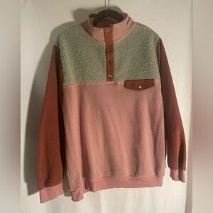 Sherpa and fleece pullover